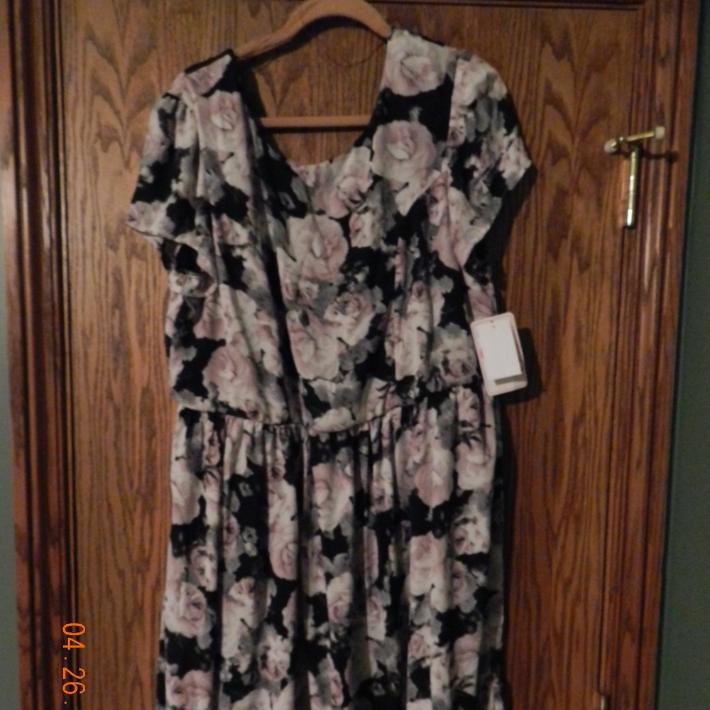 NWT Three Pink Hearts Multi Colored Flowered Dress